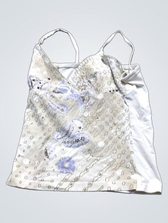 Weißes Tanktop mit gemusterter Vorderseite