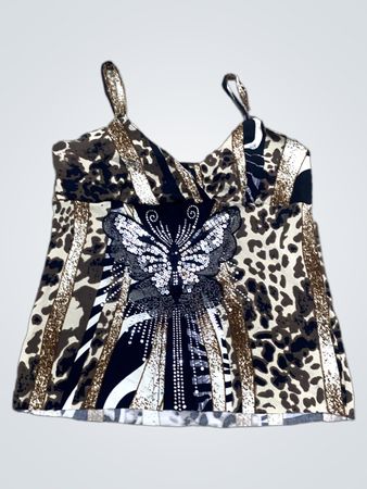 Damen Tiermuster-Trägershirt mit Schmetterlingsverzierung