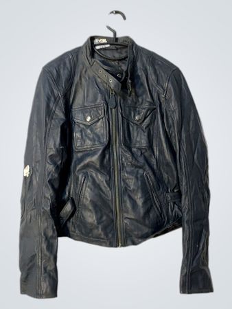 Veste de motard en cuir noir BALLY