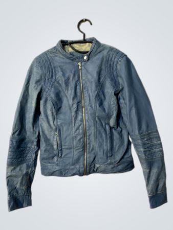 Combipel Blue Leather Biker Jacket