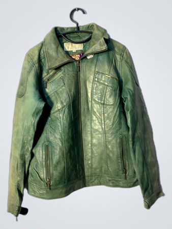 VESTE EN CUIR VERT COMPANION COLLECTION