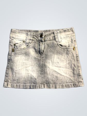 Miss Here + There Grauer Denim Minirock