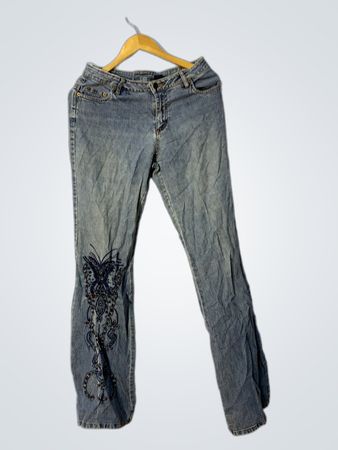 Armor Jeans Damen Schlagjeans mit Schmetterlingsstickerei