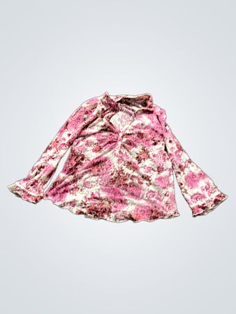 Längeres Hemd mit pinkfarbener Blumenmuster und langen Ärmeln