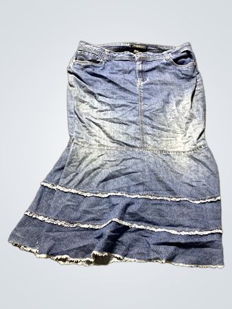 BAGINI Women's Denim Ruffle Skirt