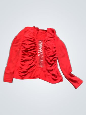 Rotes Langarm-Rüschenoberteil