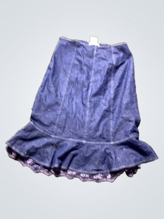PAR ICI Denimrock mit Spitzenrüsche am Saum