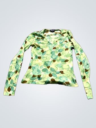 KOOKAI Grünes Blumenmuster Langarmtop Größe 2