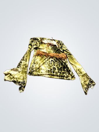 Grün und Schwarz Tierdruck Langarmshirt