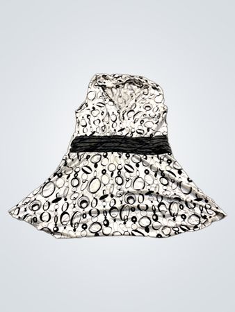 Ärmelloses Top in Schwarz und Weiß mit schwarzem Taillenbund