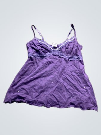 Haut Haut Lila Spitzenbesatz Camitop