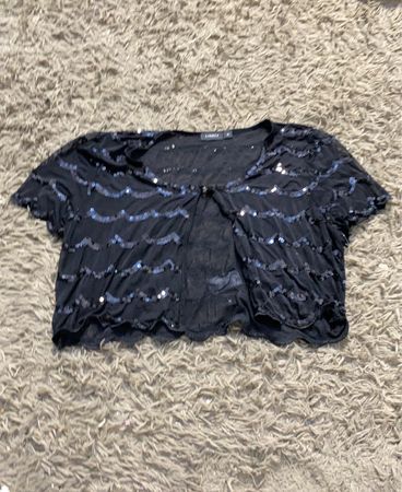 LINDEX Schwarze Pailletten-Strickjacke
