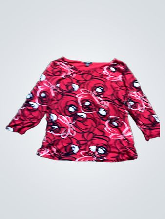 Alfani Red Floral Print Long Sleeve Top