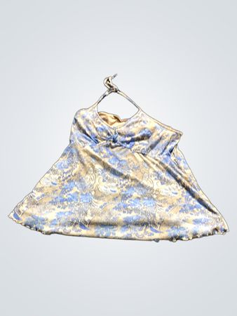 Beige und blaue Blumen-Haltertop