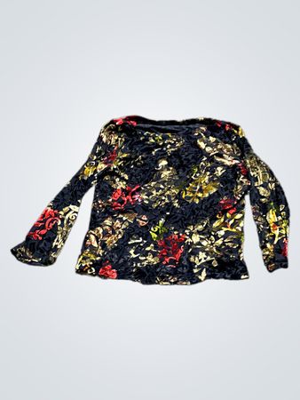 Schwarzes Langarmoberteil mit floralem Druck