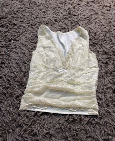 Cremfarbene Spitze Tanktop