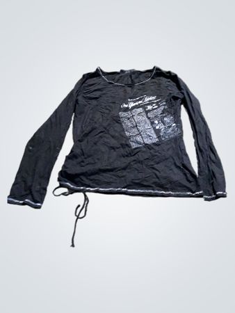 KappAhl Schwarzes Grafisches Langarmshirt