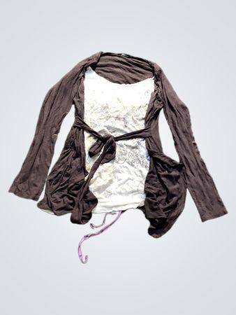 Jane Norman Damen Langarm-Tie-Front-Lagenoberteil