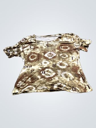 Braunes und weißes T-Shirt mit Grafikdruck