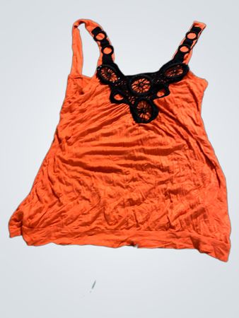 Oranges Tanktop mit schwarzer Verzierung