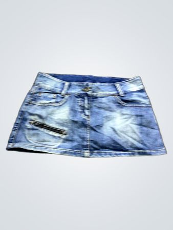 Blaue Denim-Minirock mit Reißverschlussdetail