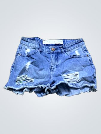 Lynne Denim Distressed Rose Bestickte Jean-Shorts