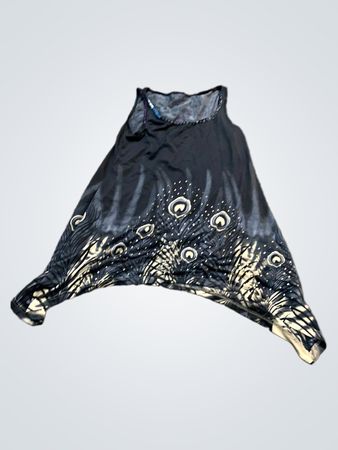 Schwarzes Tanktop mit Pfauenfederdruck