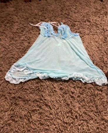 Hellblaues Spitzen-Trimm Babydoll