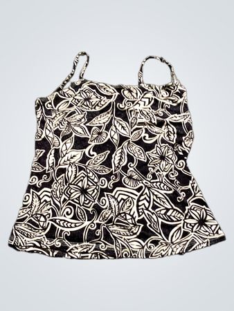Eidos Fashion Schwarz und Weiß Floral Druck Spaghetti-Träger Tanktop