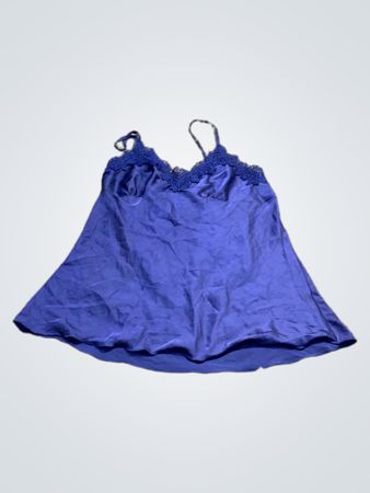 Blaue Spitzenbesatz-Top