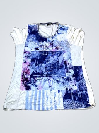 OCEAN AVENUE Damen Weiß Blau Grafik T-Shirt