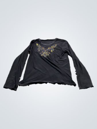 Schwarzes Langarmshirt mit Verzierungen