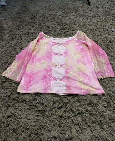 Rosa und Gelb Pailletten Langarmshirt
