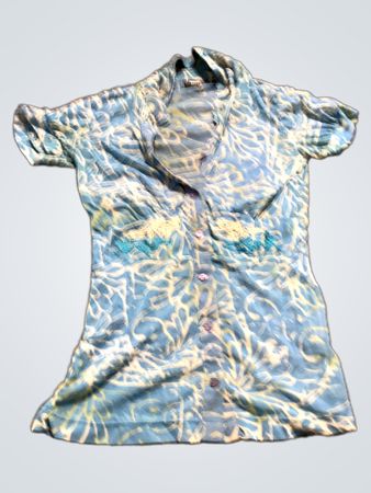 Mexx Blue Floral Print Kurzarmhemd
