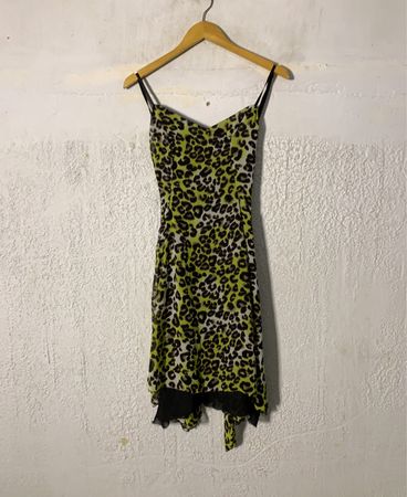 Leopardenmuster Kleid mit Spitzenbesatz