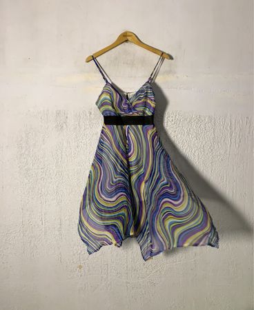 IZABEL Damen M Spaghetti-Träger Wirbel-Print Kleid