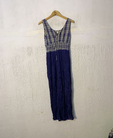 Mavie Plaid & Crinkle Maxi Dress