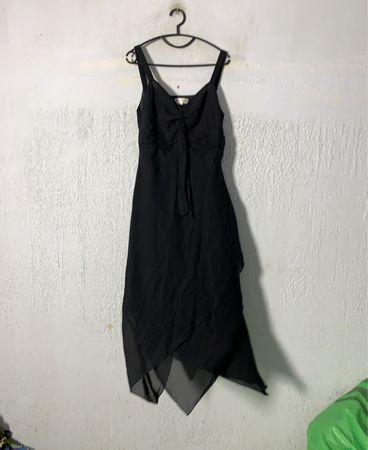 ashley brooke schwarzes asymmetrisches Kleid mit Saum