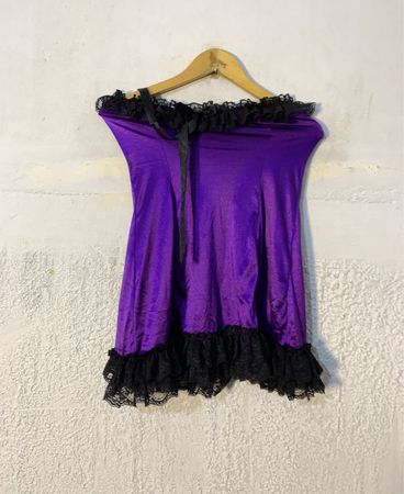 Babydoll mit lila Spitzenbesatz