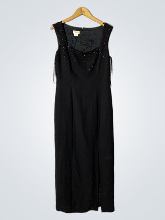 Liz Claiborne Schwarzes Perlen Maxi Kleid