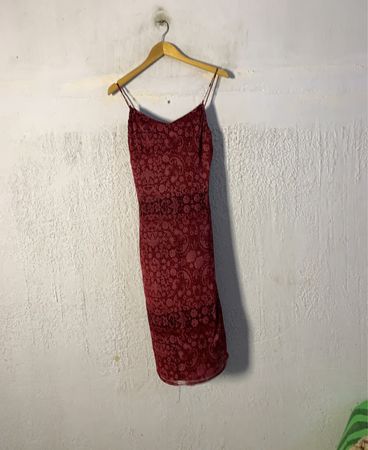 ECRU STUDIO Rotes Blumenmuster Slip-Kleid