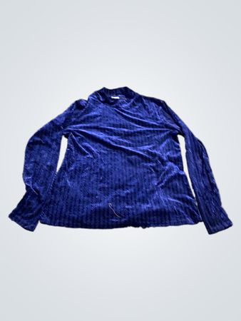 Blaues Samt-Langarmoberteil