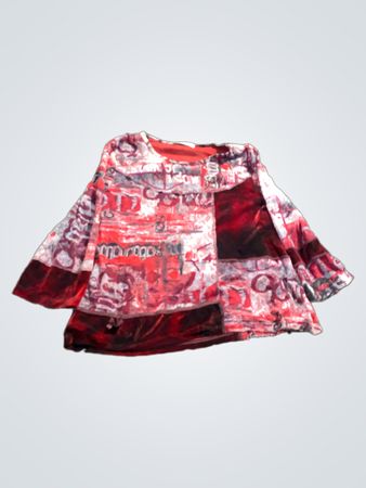 Christine Laure Rot und Weiß Patchwork Samtoberteil