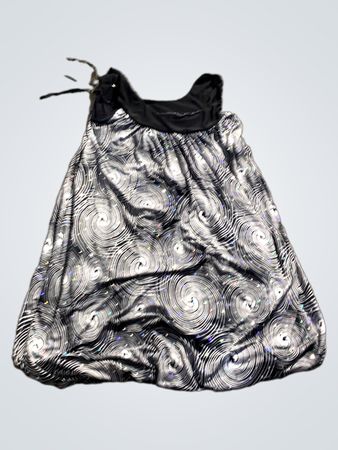 Schwarz-weißer Wirbelmuster-Print-Kleid