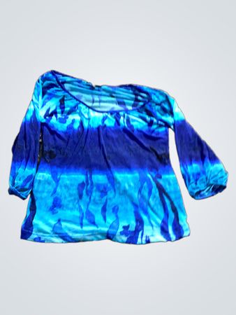 Express Blaue Batik Langarmoberteil