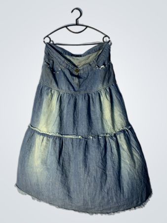 BLAKE Denim Stufen-Midi-Rock