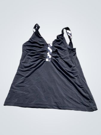 Schwarzes gerafftes Tanktop mit Pailletten