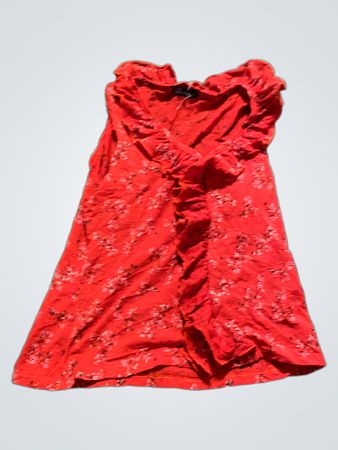 Dream Girl Rote Blumengemusterte Rüschenkleid