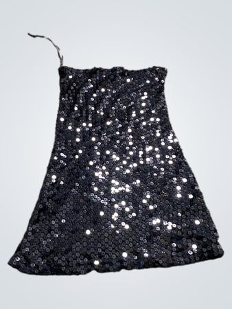 Schwarzes Paillettenträgersloses Minikleid