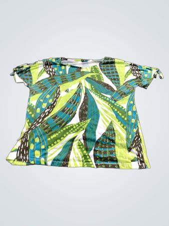Laura Torelli Classic Damen T-Shirt mit grünem Blattdruck